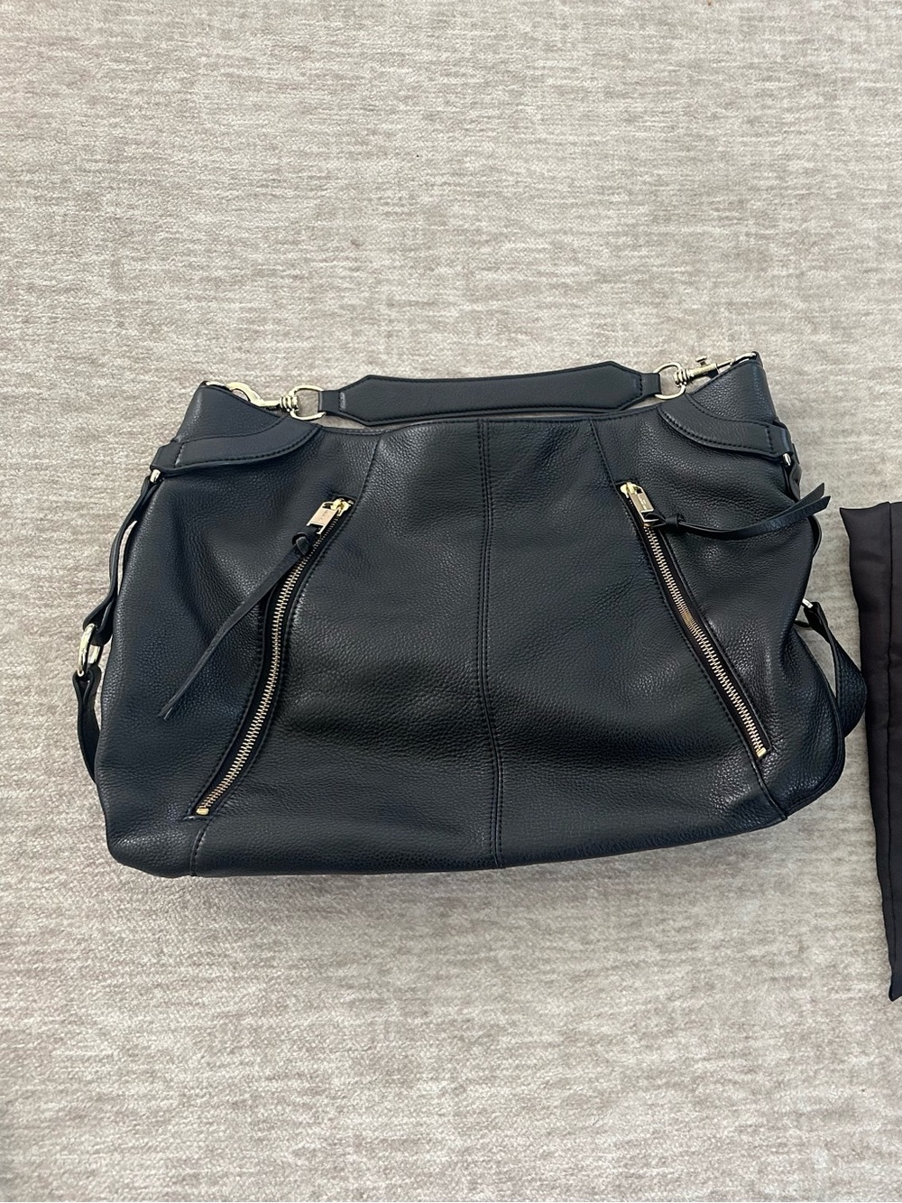 Karl Lagerfeld Black Leather Tote with Gold Hardware